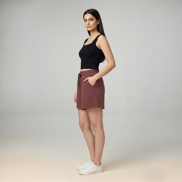 Female Premium looper Shorts Maroon