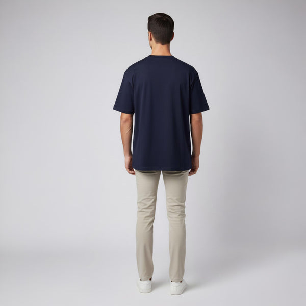 Men French Terry Oversized T-Shirt Navy