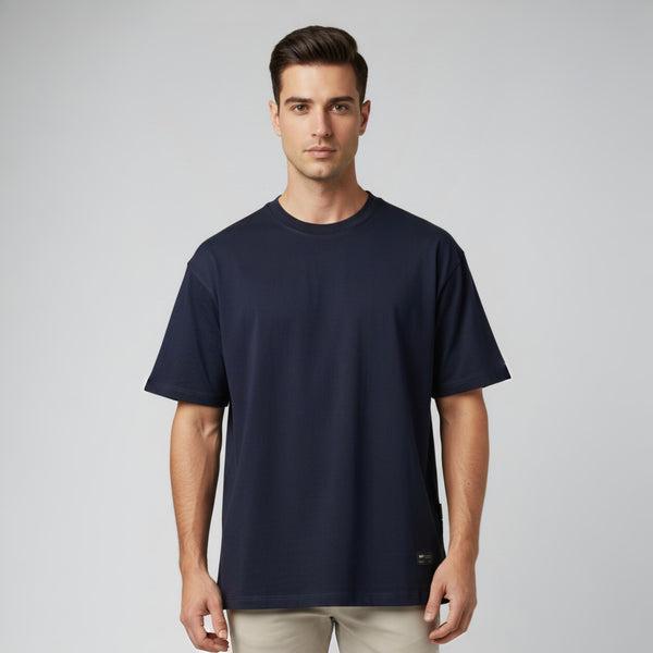 Men French Terry Oversized T-Shirt Navy