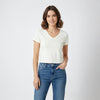 V Neck crop Top Slim FIT Off White Color
