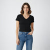 V Neck crop Top Slim FIT Black