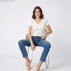 V Neck crop Top Slim FIT Off White Color