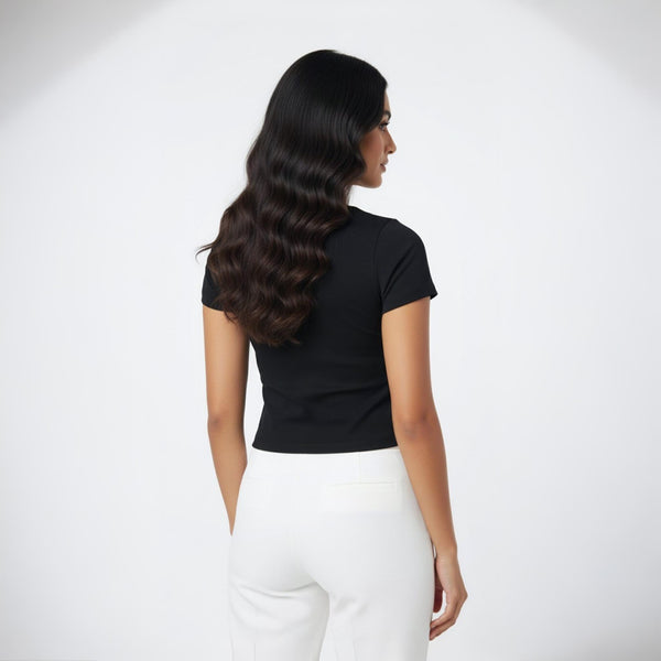 Heart Neck crop Top Slim FIT Black