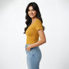 Heart Neck crop Top Slim FIT Mustard Color