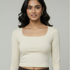 Women’s Square Neck Cotton Crop Top Off-White